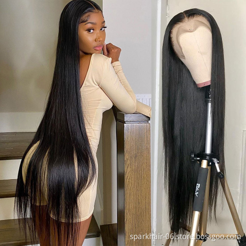 Factory Virgin Indian Colored Straight Hair Lace Front Wigs 10a Glueless Hd Full Lace Transparent Human Hair Wig With Baby Hair